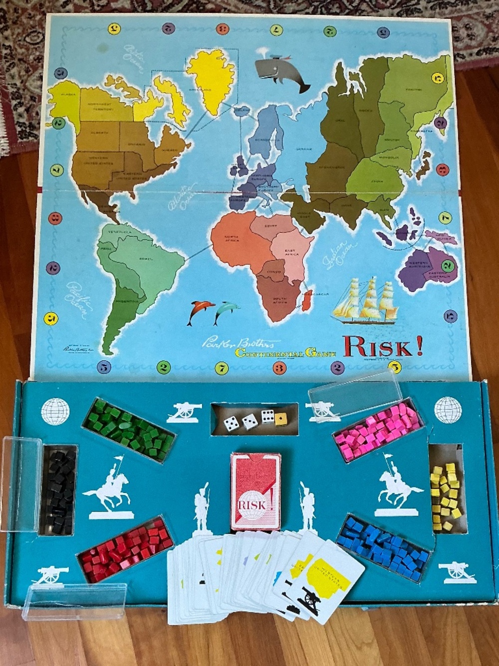 Vintage 1968 Risk Board Game Parker Bothers 100% Complete Cards Great Board